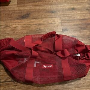 Supreme Red Mesh Duffel Bag